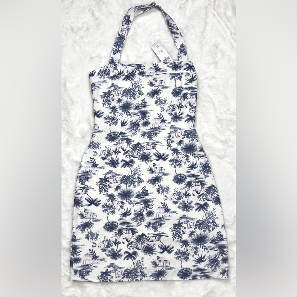 NWT A&F Halter Linen-Blend Mini Dress